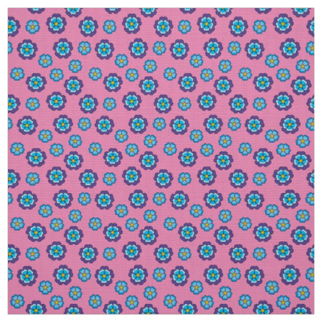 Tecido Padrão Floral Cor-de-Rosa Azul (Modelo)