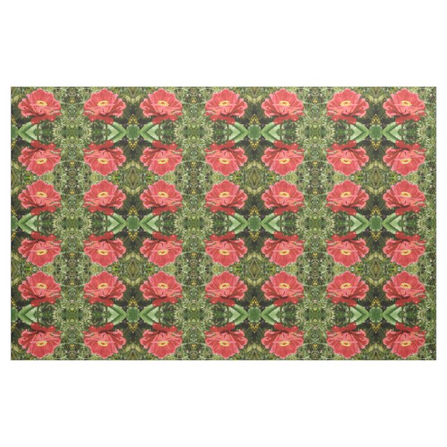 Tecido Padrão Floral da Zinnia Vermelha (Fat Quarter)