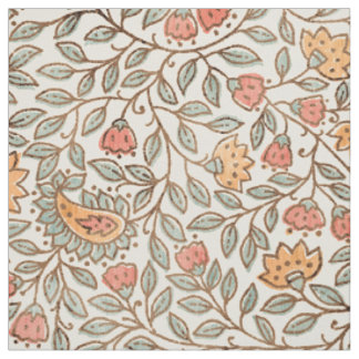 Tecido Padrão floral de bloco impresso indiano vintage