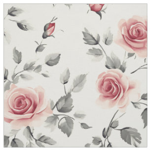 Tecido Padrão Floral de Casa de Campo Vintage Rosa Rosa