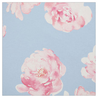 Tecido Padrão Floral De Cor Azul E Rosa Elegante