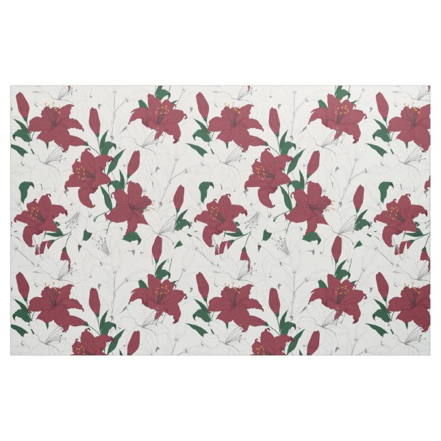 Tecido Padrão Floral de Feriado Vermelho (Fat Quarter)