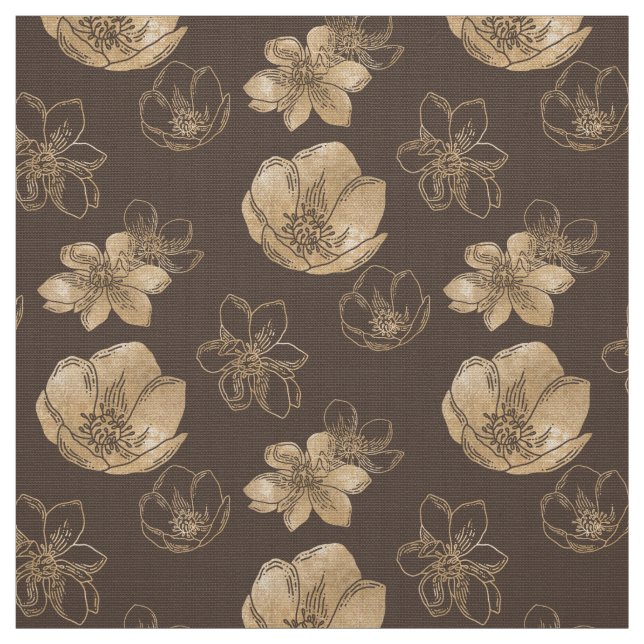 Tecido Padrão Floral de Folha de Ouro Chic (Modelo)