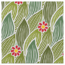 Padrão Floral de Margarida Verde Vermelha-Cute Gro