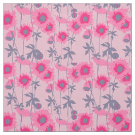 Tecido Padrão floral de poppy art cor-de-rosa-claro