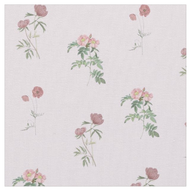 Tecido Padrão Floral de Rosas Roxas Vintage & Elegante (Detalhe)