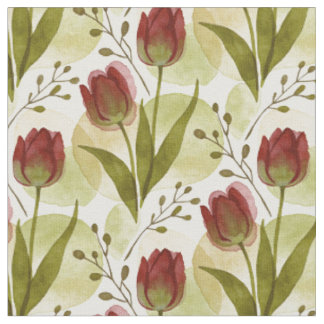 Tecido Padrão Floral de Tulipa Aquarela Rústica MH26