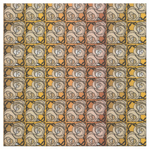 Tecido Padrão floral dos Rosas preto e dourado