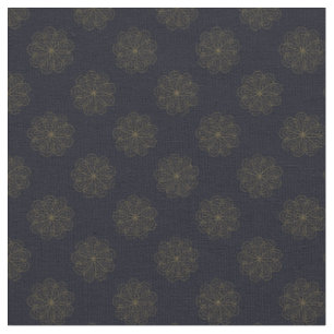Tecido Padrão Floral Elegante Azul e Dourado