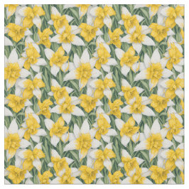 Tecido Padrão Floral - Flores De Daffodil Por Aquarela