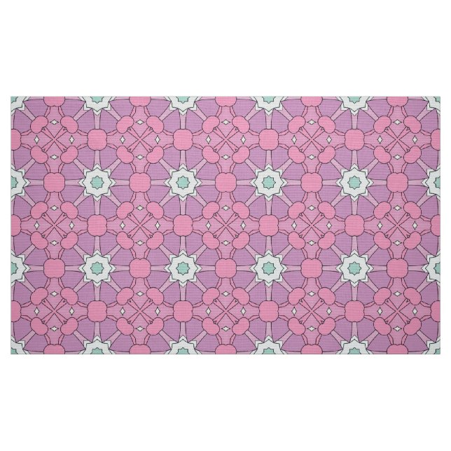 Tecido Padrão floral geométrico em tons de rosa e verde (Fat Quarter)