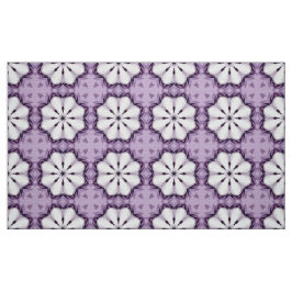 Tecido Padrão floral geométrico roxo e branco