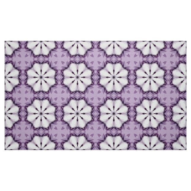 Tecido Padrão floral geométrico roxo e branco (Fat Quarter)