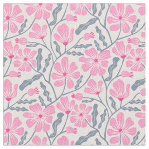 Tecido Padrão Floral Moderno do Meio século Rosa
