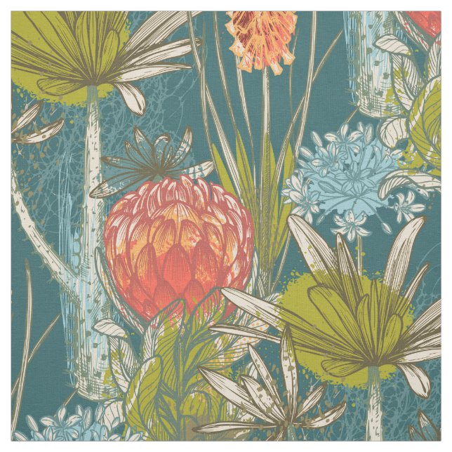 Tecido Padrão Floral Multicolor African Abstrato (Modelo)