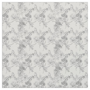 Tecido - Padrão Floral Preto e Branco