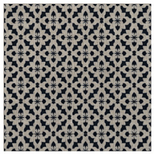Tecido Padrão Floral Preto e Branco Geométrico