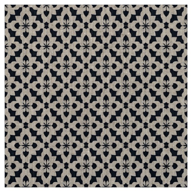Tecido Padrão Floral Preto e Branco Geométrico (Modelo)