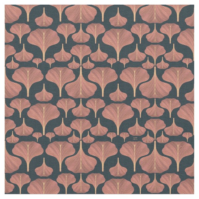 Tecido Padrão Floral Preto Vintage Gingko (Detalhe)