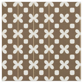 Tecido Padrão Floral Retro com Marrom e Bege