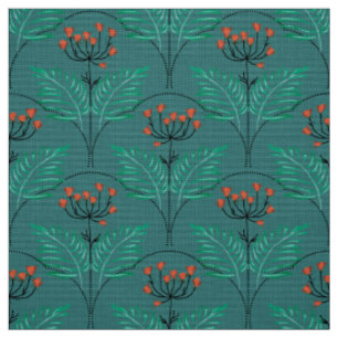 Tecido Padrão floral retrô em estilo art déco.