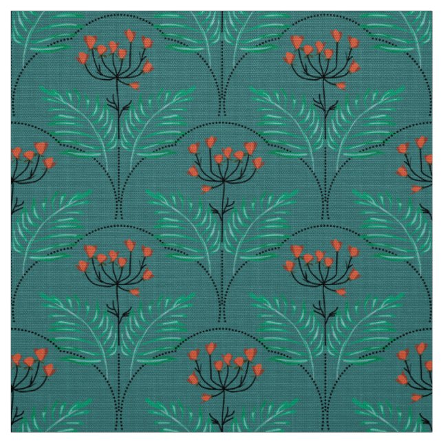 Tecido Padrão floral retrô em estilo art déco. (Modelo)