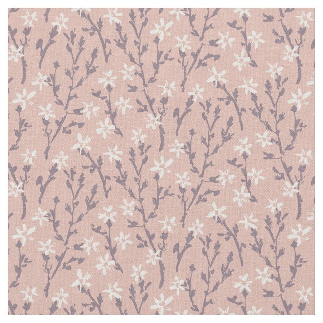 Tecido Padrão floral retrô no estilo boho. Sakura rosa. (Detalhe)