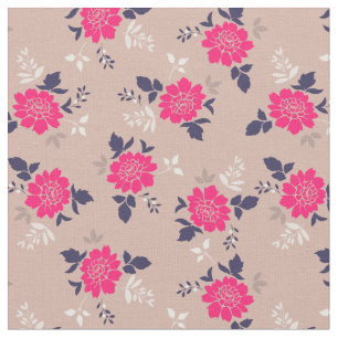 Tecido Padrão Floral Romântico Rosa Quente