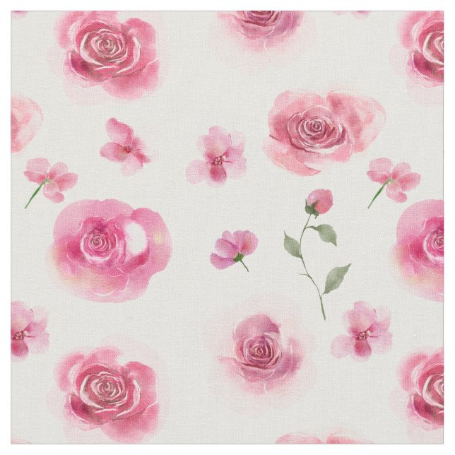 Tecido Padrão Floral Rosa de Blush de Cores Aquáticas (Detalhe)