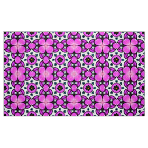 Tecido Padrão floral rosa decorativo em estilo vibrante