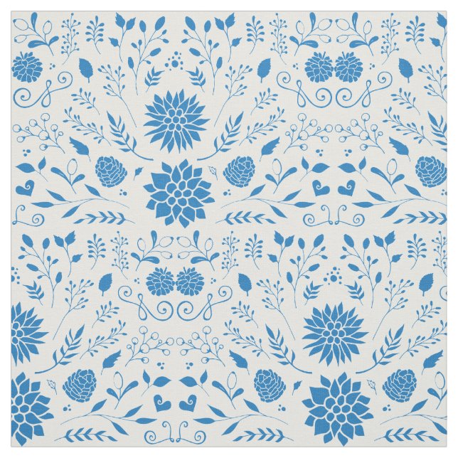 Tecido Padrão Floral Russo Azul (Modelo)