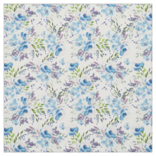 Tecido Padrão Floral Sem Costura de Aquarela Azul