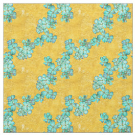 Tecido Padrão floral texturizado do Teal e do Ouro