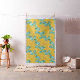 Tecido Padrão floral texturizado do Teal e do Ouro
