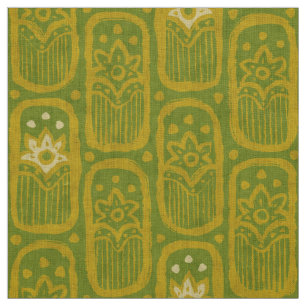 Tecido Padrão floral verde vítreo no estilo indiano.