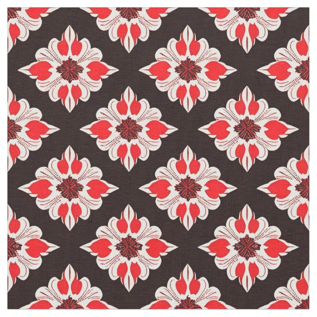 Tecido Padrão Floral Vermelho e Branco Abstrato (Detalhe)