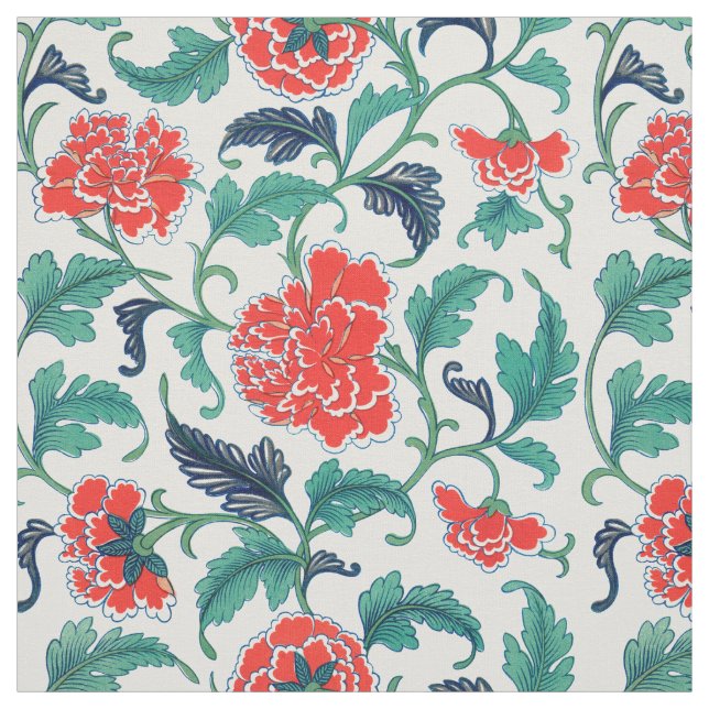Tecido Padrão Floral Vermelho e Verde (Modelo)