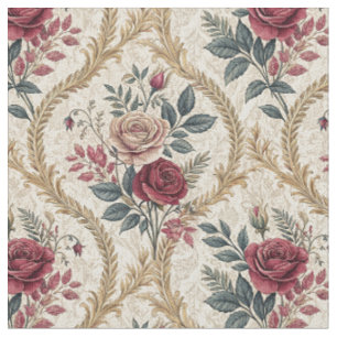Tecido Padrão Floral Vintage Damasco Rosa Barroco Ornamen
