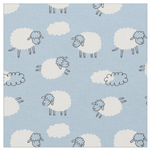 Tecido Padrão Fluffy Pastel Blue Lamb