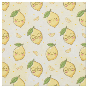 Tecido Padrão Fofo de Frutas de Verão Kawaii, Aquarela Do