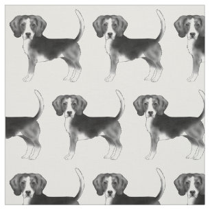 Tecido Padrão Fofo de um Cachorro Beagle em Preto e Branc