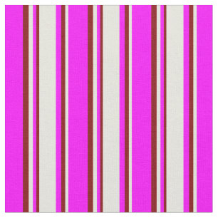 Tecido Padrão Fúcsia, Beige e Maroon Stripes