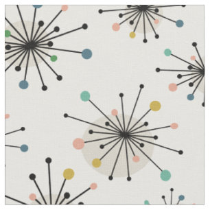 Tecido Padrão Funky Starburst Moderno do Médio Atômica