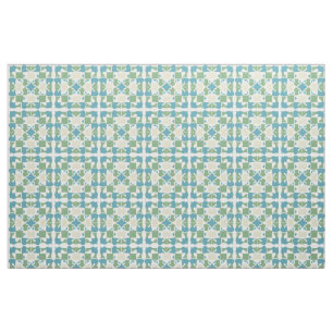 Tecido Padrão Geométrico Abstrato em Verde e Azul