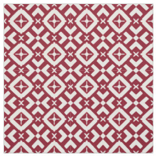 Tecido Padrão Geométrico Abstrato Vermelho e Branco