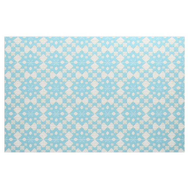 Tecido Padrão Geométrico Azul e Branco (Fat Quarter)