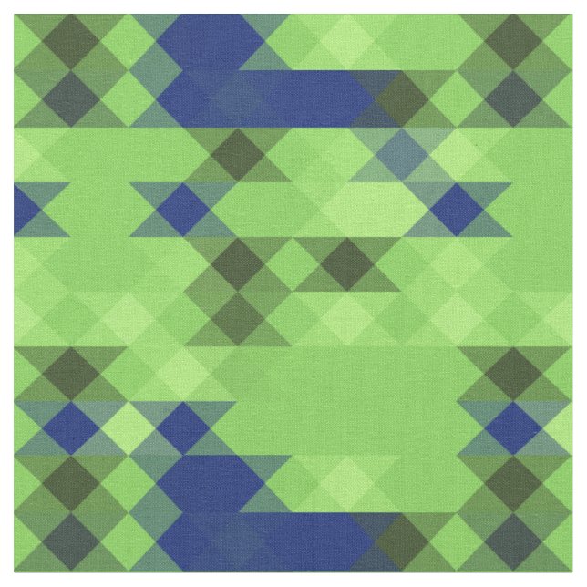 Tecido padrão geométrico azul e verde (Detalhe)