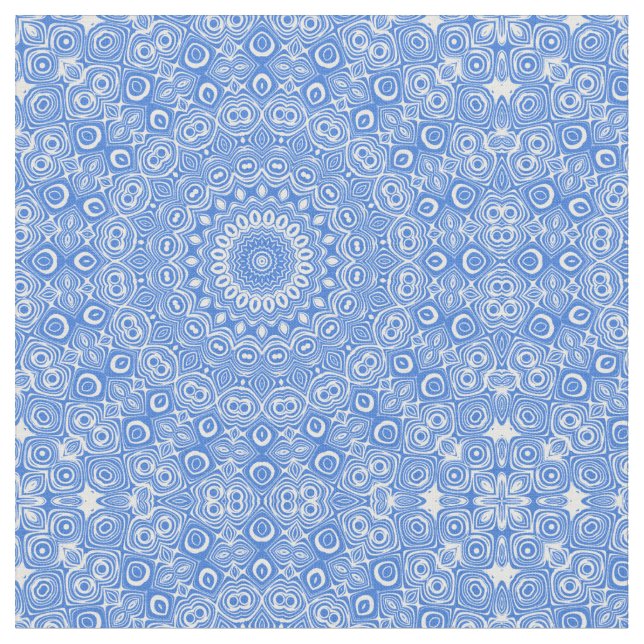 Tecido Padrão Geométrico Azure Blue Mandala (Detalhe)
