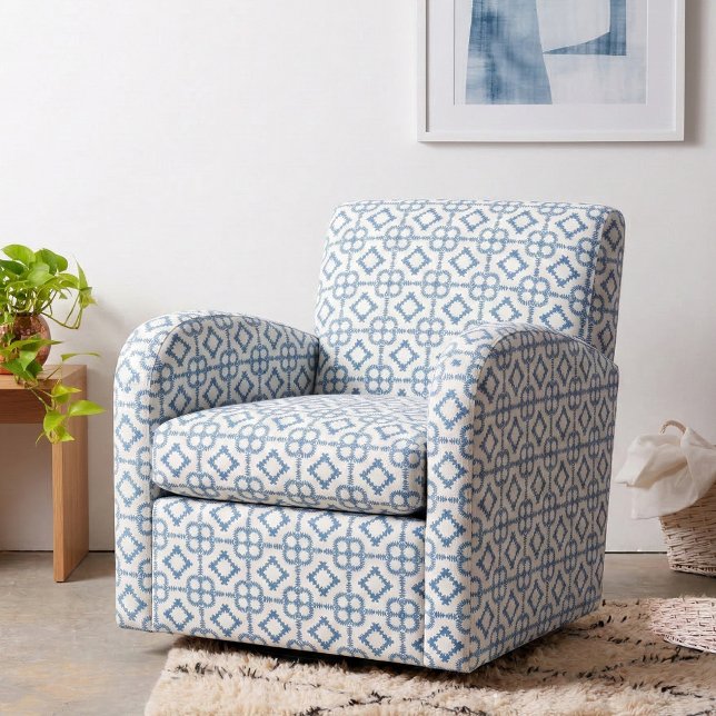 Tecido Padrão geométrico branco e azul-Na moda elegante (Criador carregado)