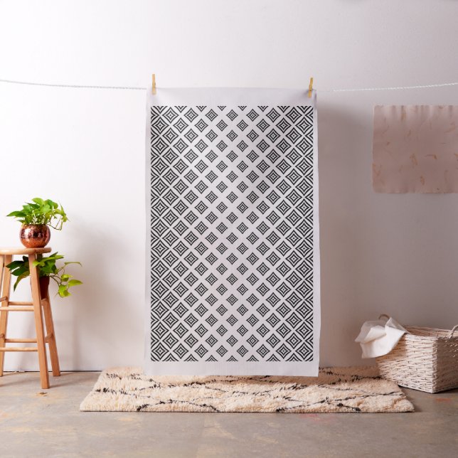 Tecido Padrão Geométrico Branco E Preto (In Situ)